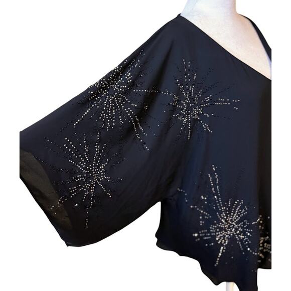 White House Black Market Black Embellished Blouse - Small - Picture 5 of 10